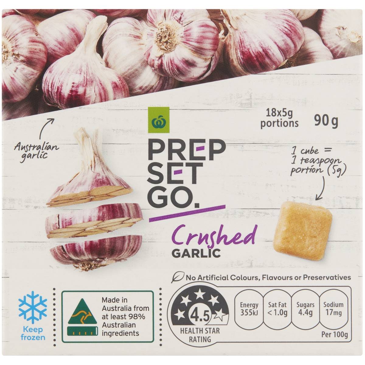 Woolworths Prep Set Go Frozen Crushed Garlic 90g Woolworths