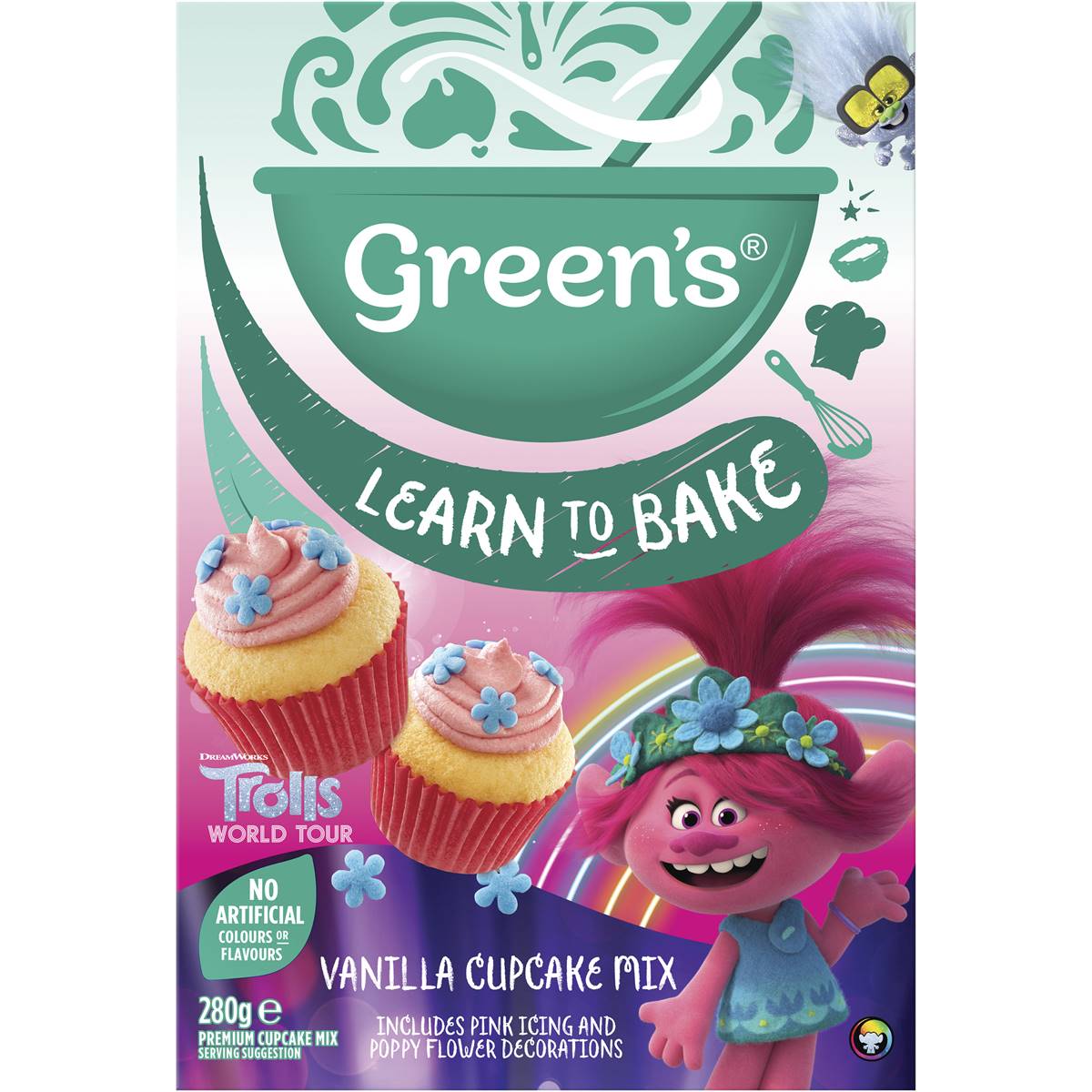 green-s-trolls-learn-to-bake-vanilla-cupcake-mix-280g-woolworths