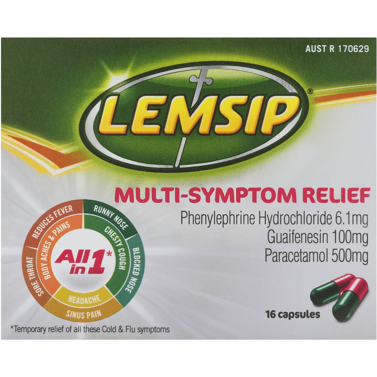 Lemsip All In 1 Cold And Flu Relief Lemon Capsules 16 Pack | Woolworths