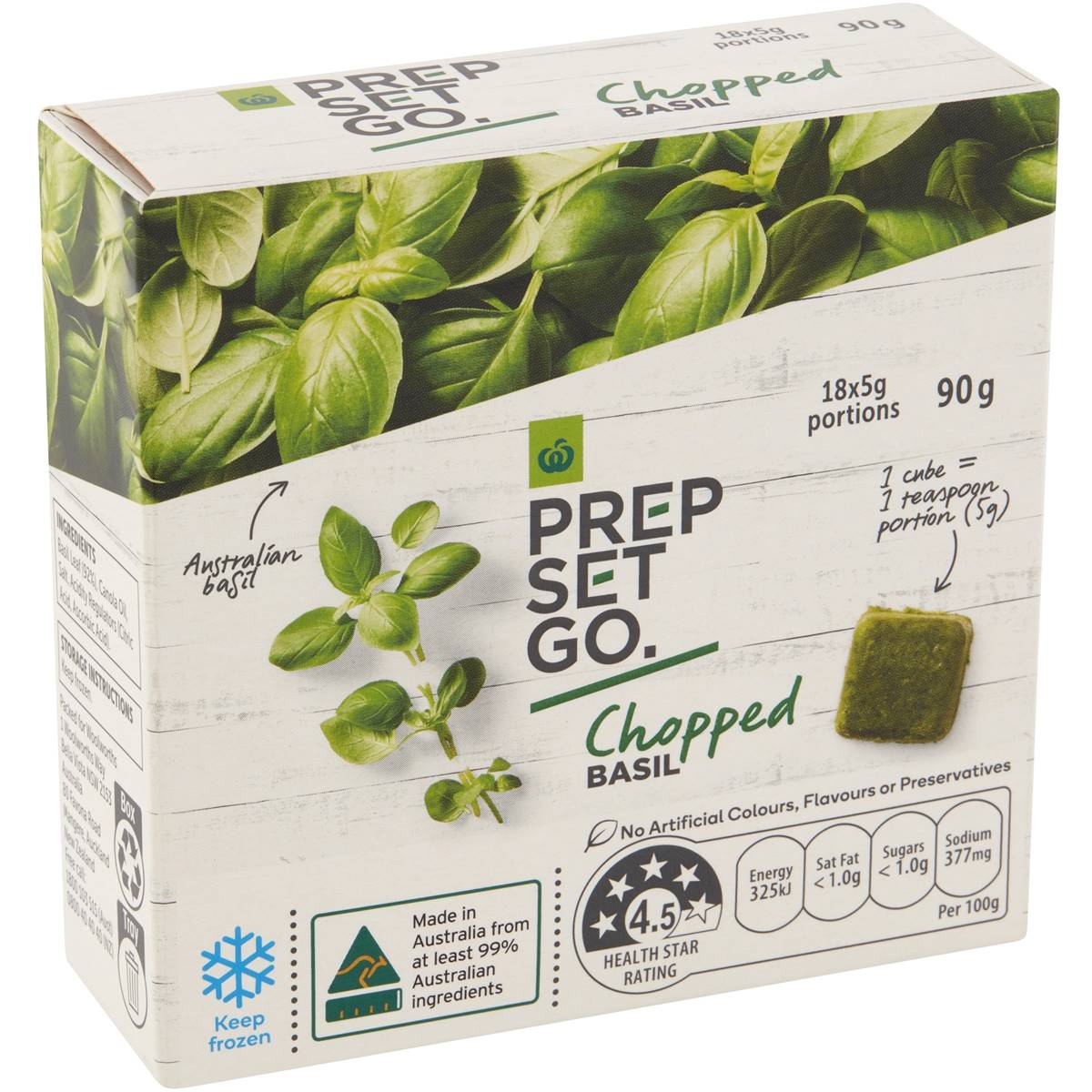 Woolworths Prep Set Go Frozen Chopped Basil 90g Woolworths