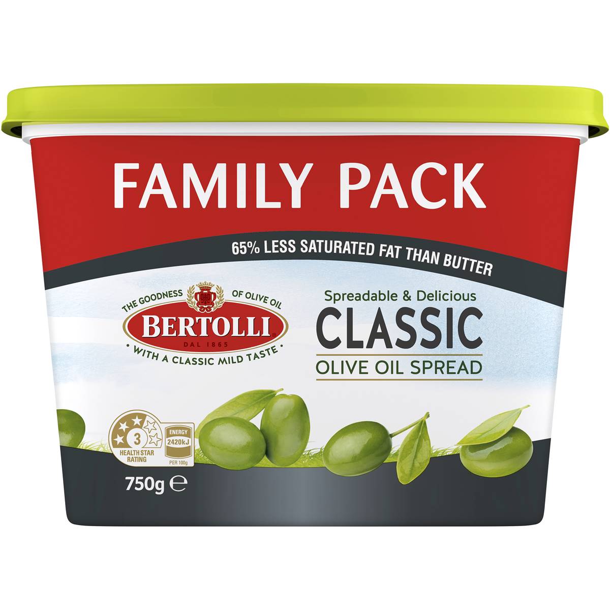 Bertolli Classic Olive Oil Spread Family Pack 750g Woolworths