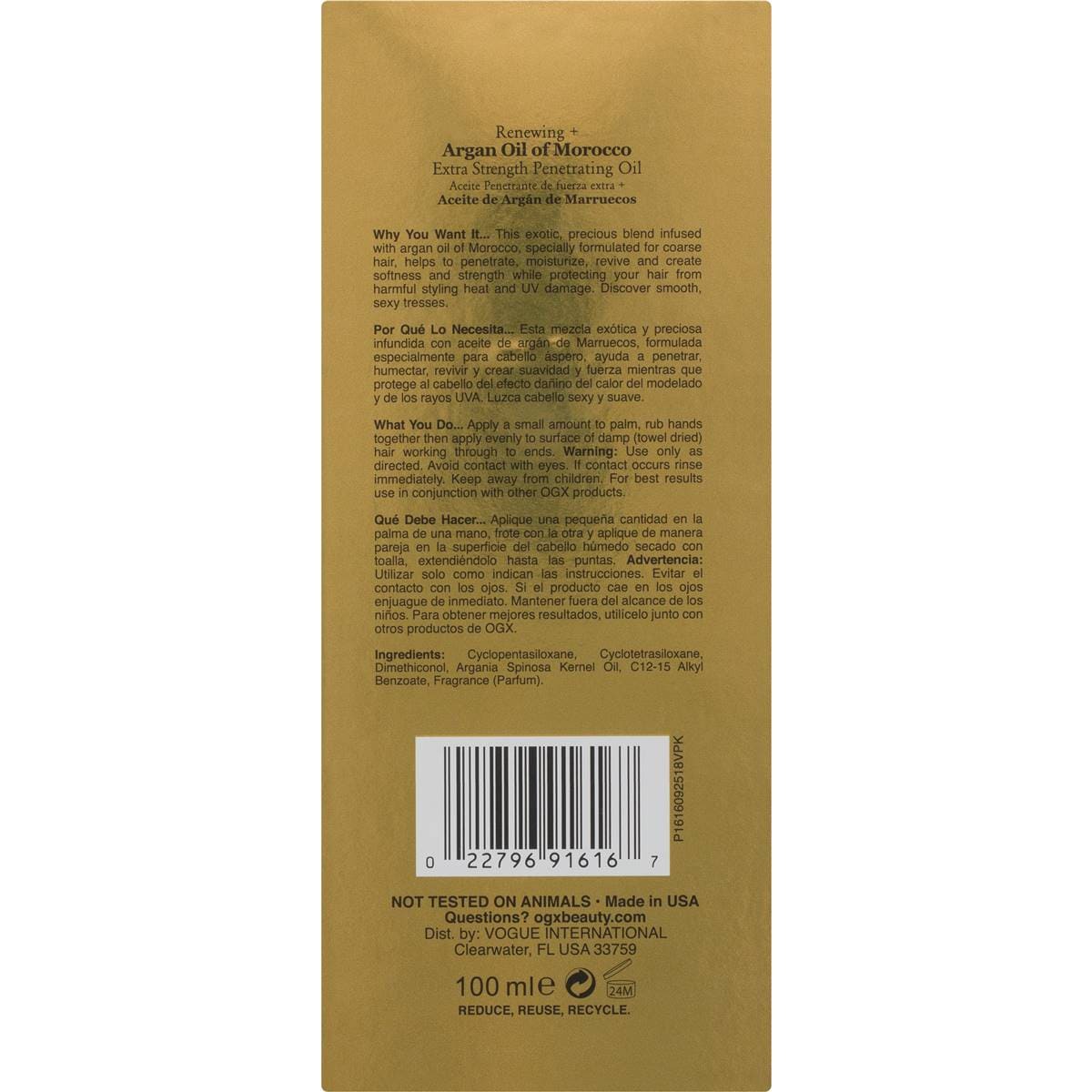 Ogx Argan Oil Extra Hair Oil For Damaged Hair 100ml Woolworths