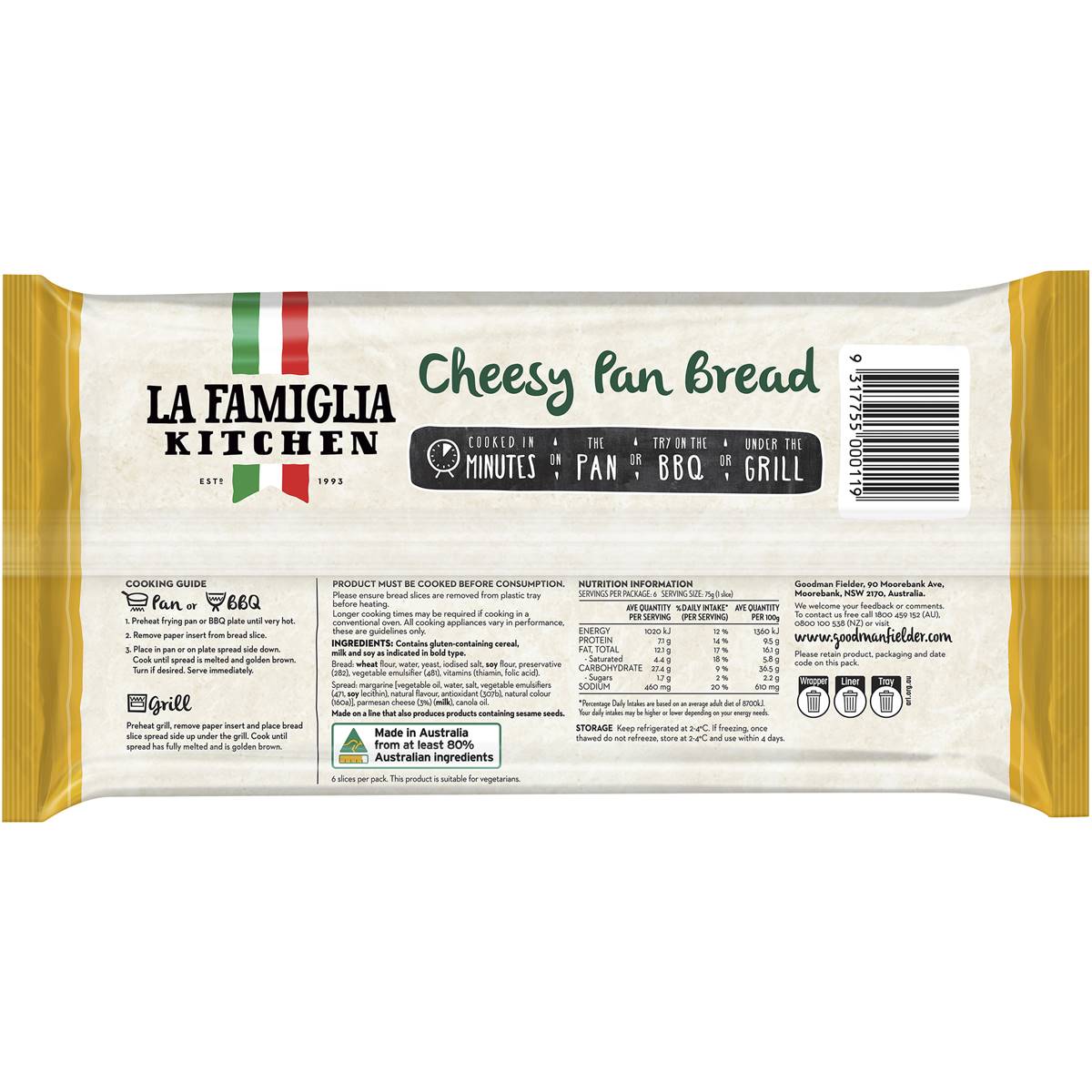 La Famiglia Bread Pan Style Slices 6 Pack Woolworths