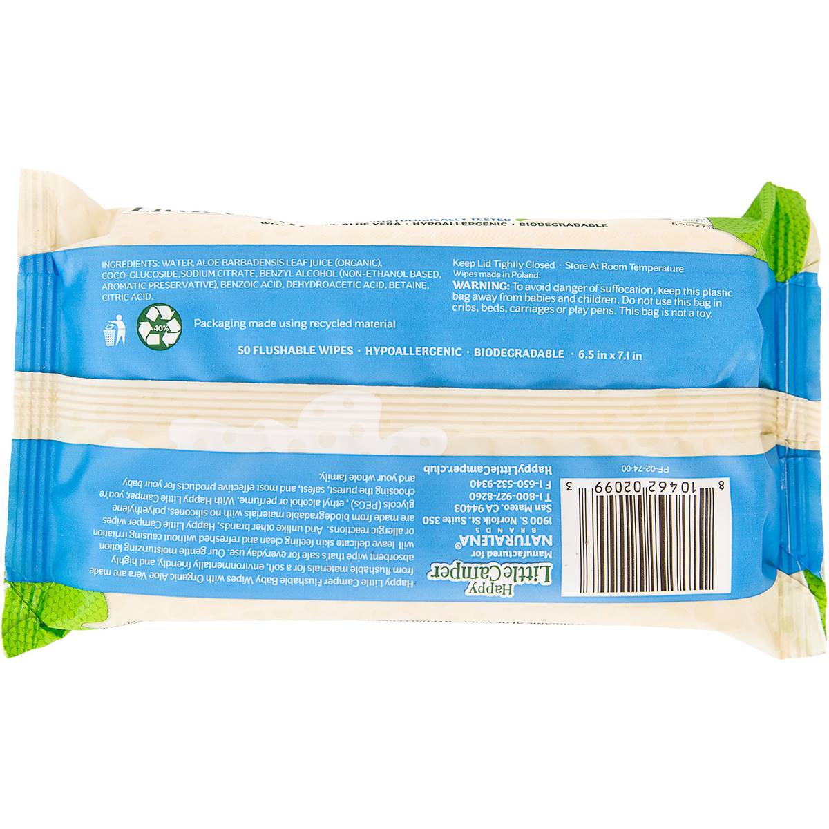 Happy Little Camper Flushable Baby Wipes 50 Pack Woolworths