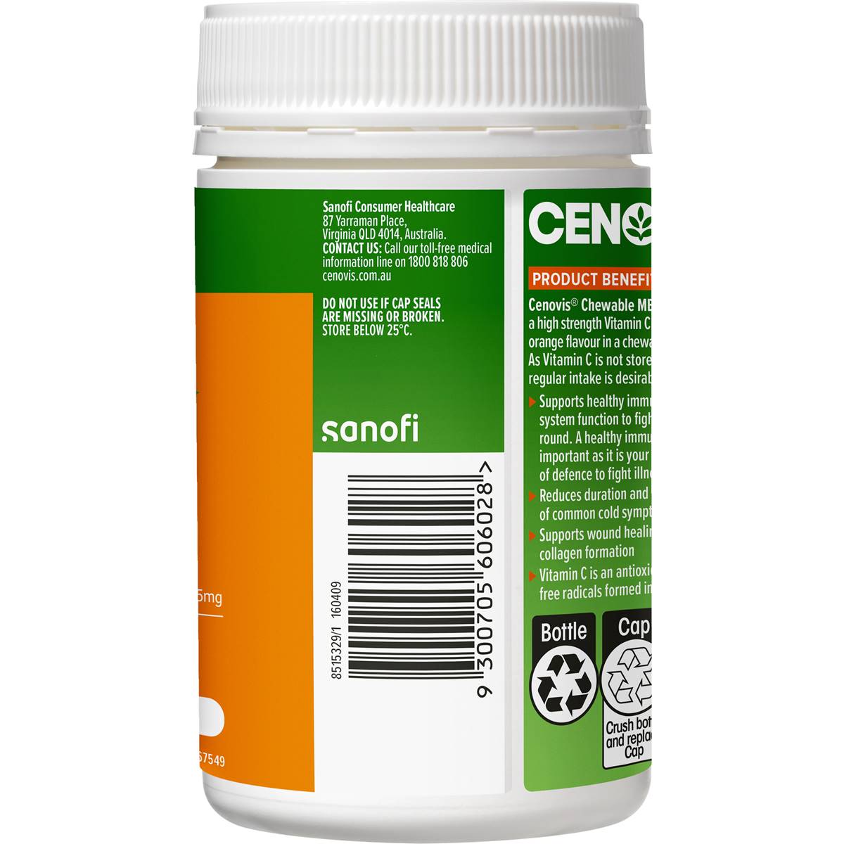 Cenovis Mega Vitamin C 1000mg Chewable Tablets For Immune Support 100 Pack Woolworths