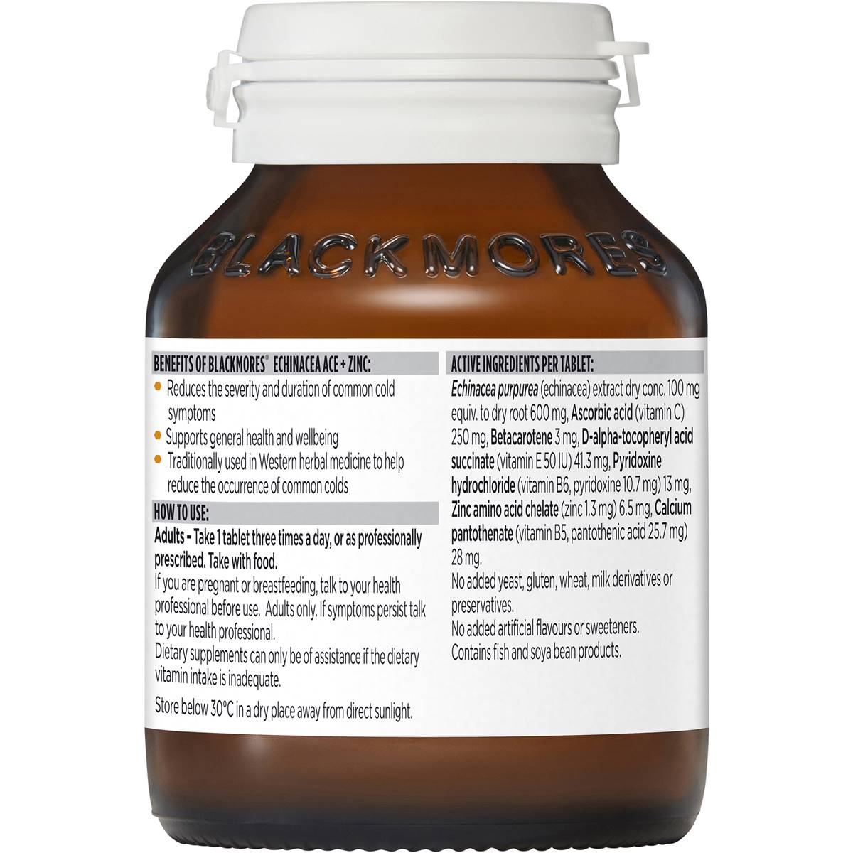 Blackmores Echinacea Ace + Zinc Vitamin C Immune Support Tablets 60 Pack Woolworths