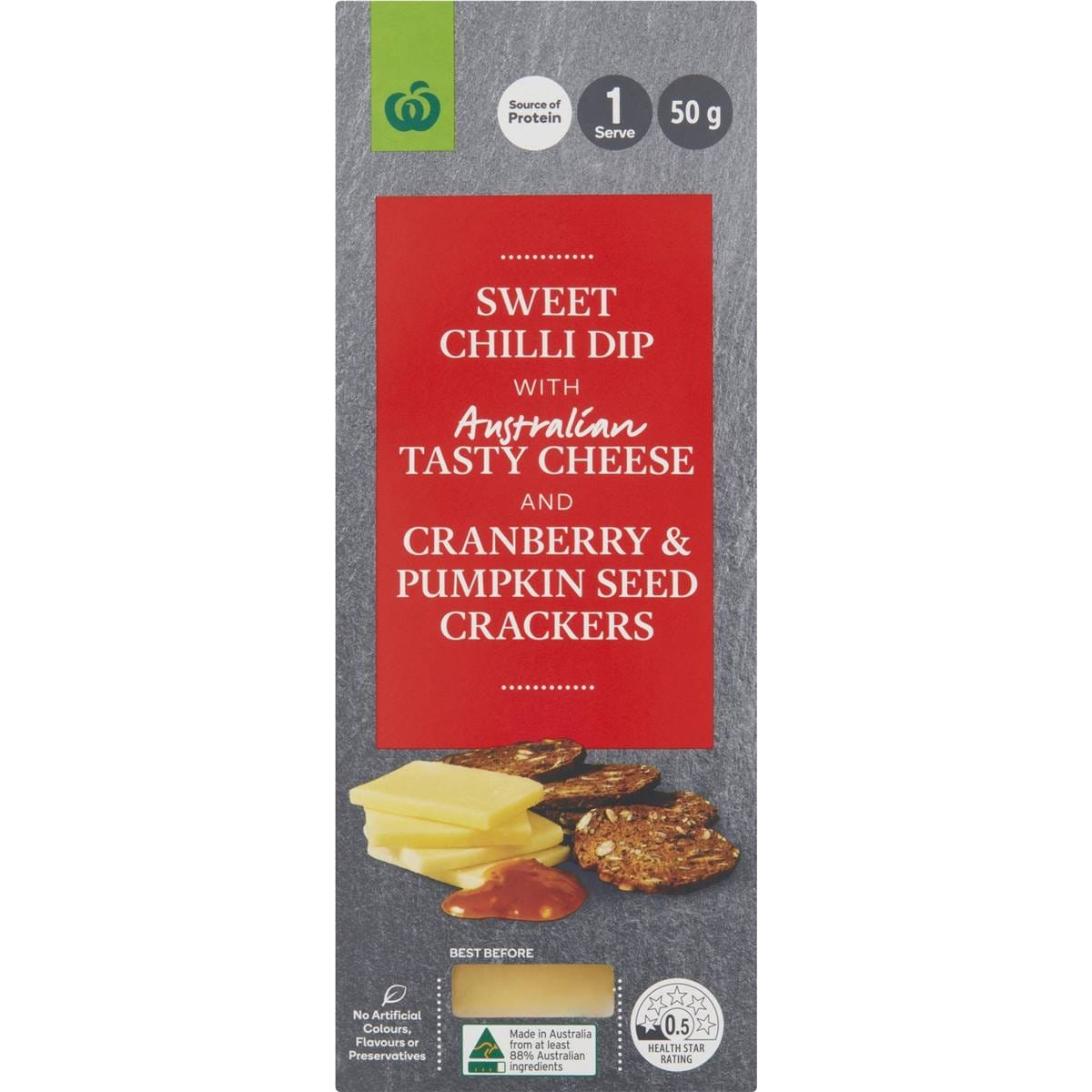 Woolworths Cheese Slices With Sweet Chilli Dip & Artisan Crackers 50g