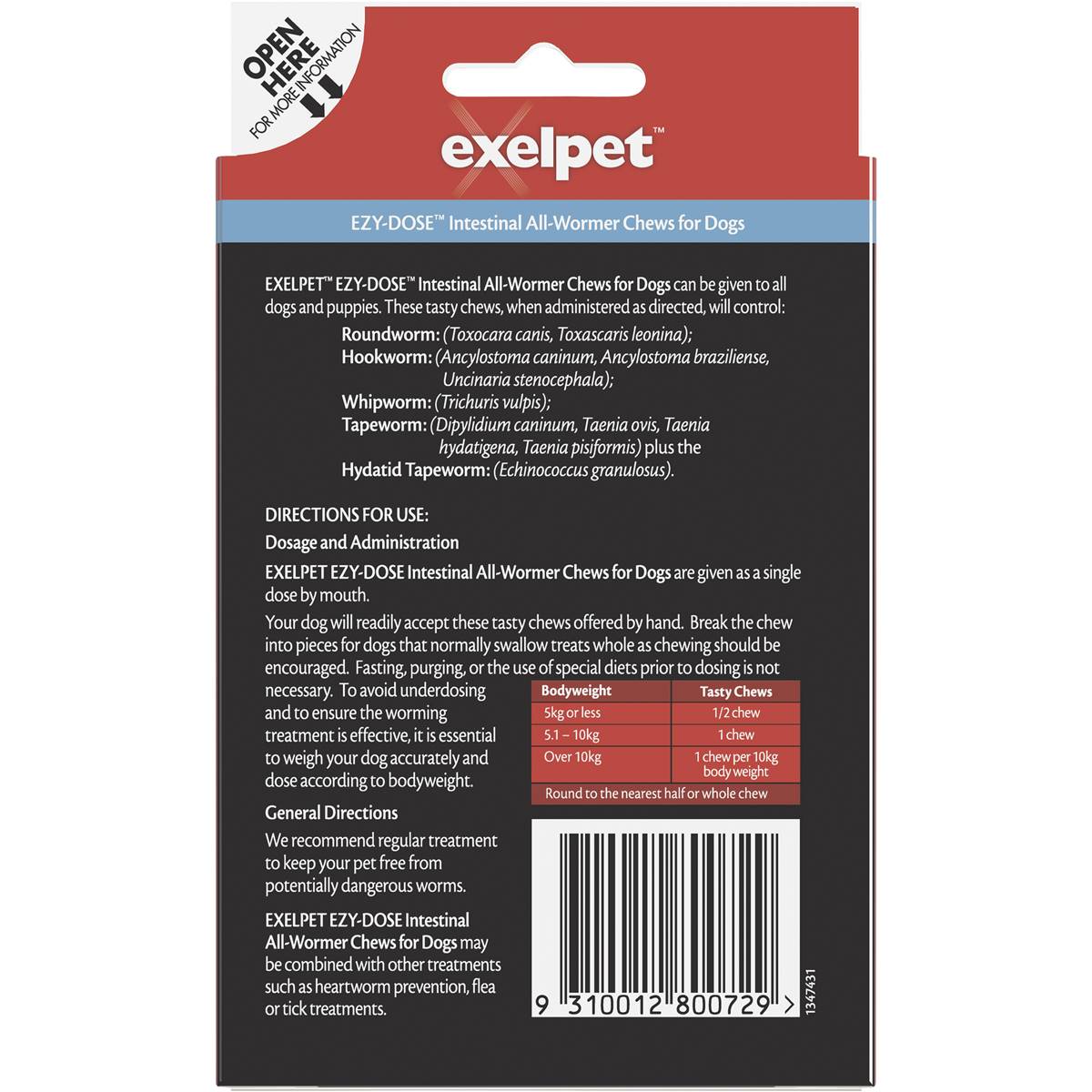 Exelpet Ezydose Dog Treatment Intestinal All Wormer 4 Pack Woolworths