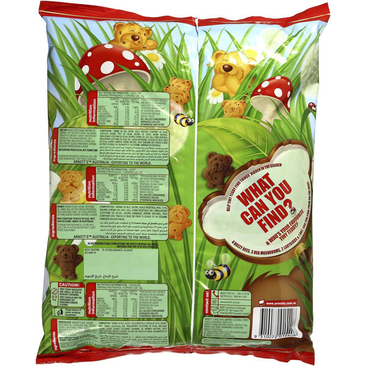 Arnott's Tiny Teddy Biscuits Variety Pack 250g Woolworths