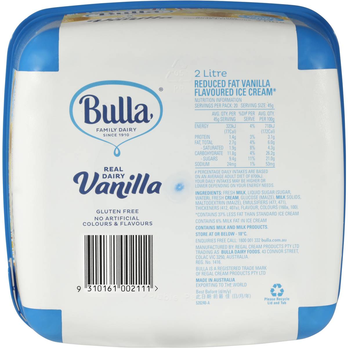 bulla ice cream tub