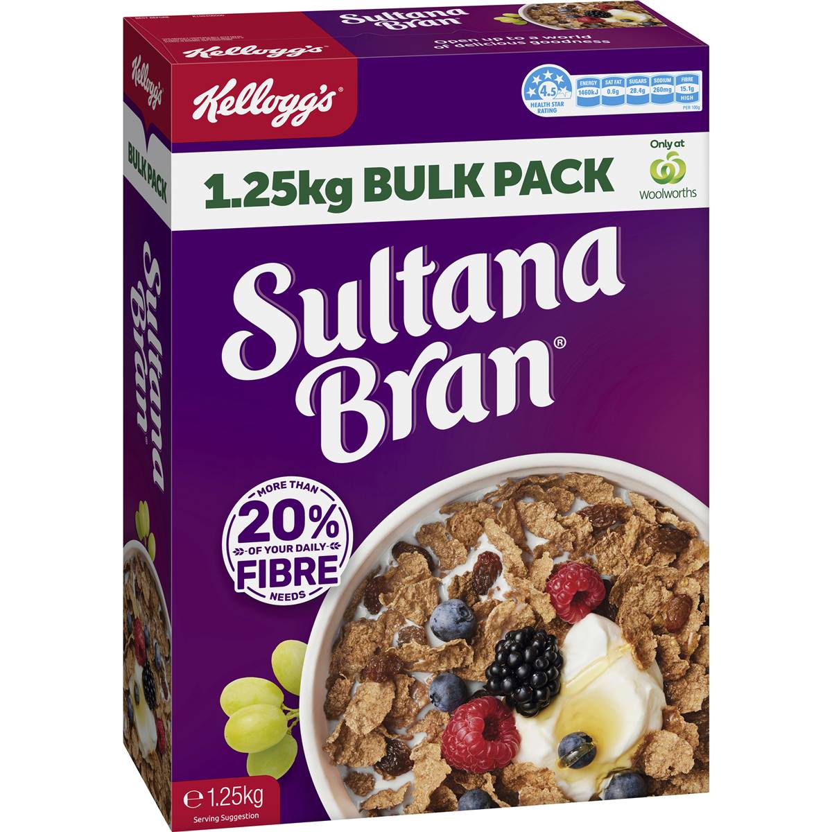 Kellogg s Sultana Bran High Fibre Breakfast Cereal Value Pack 1 25kg 