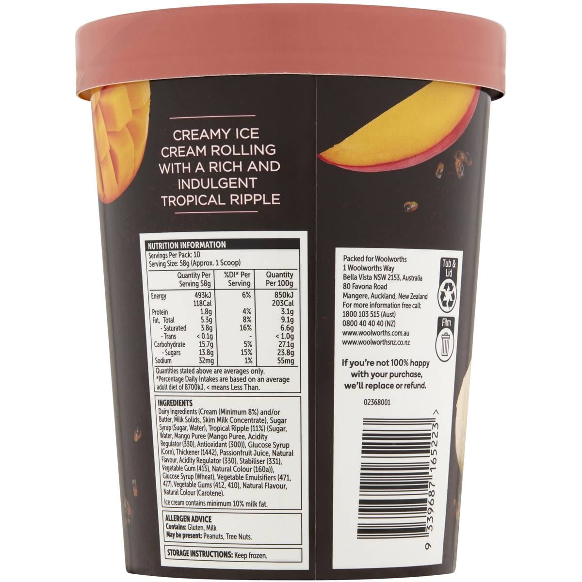 Woolworths Tropical Ice Cream 1l Woolworths