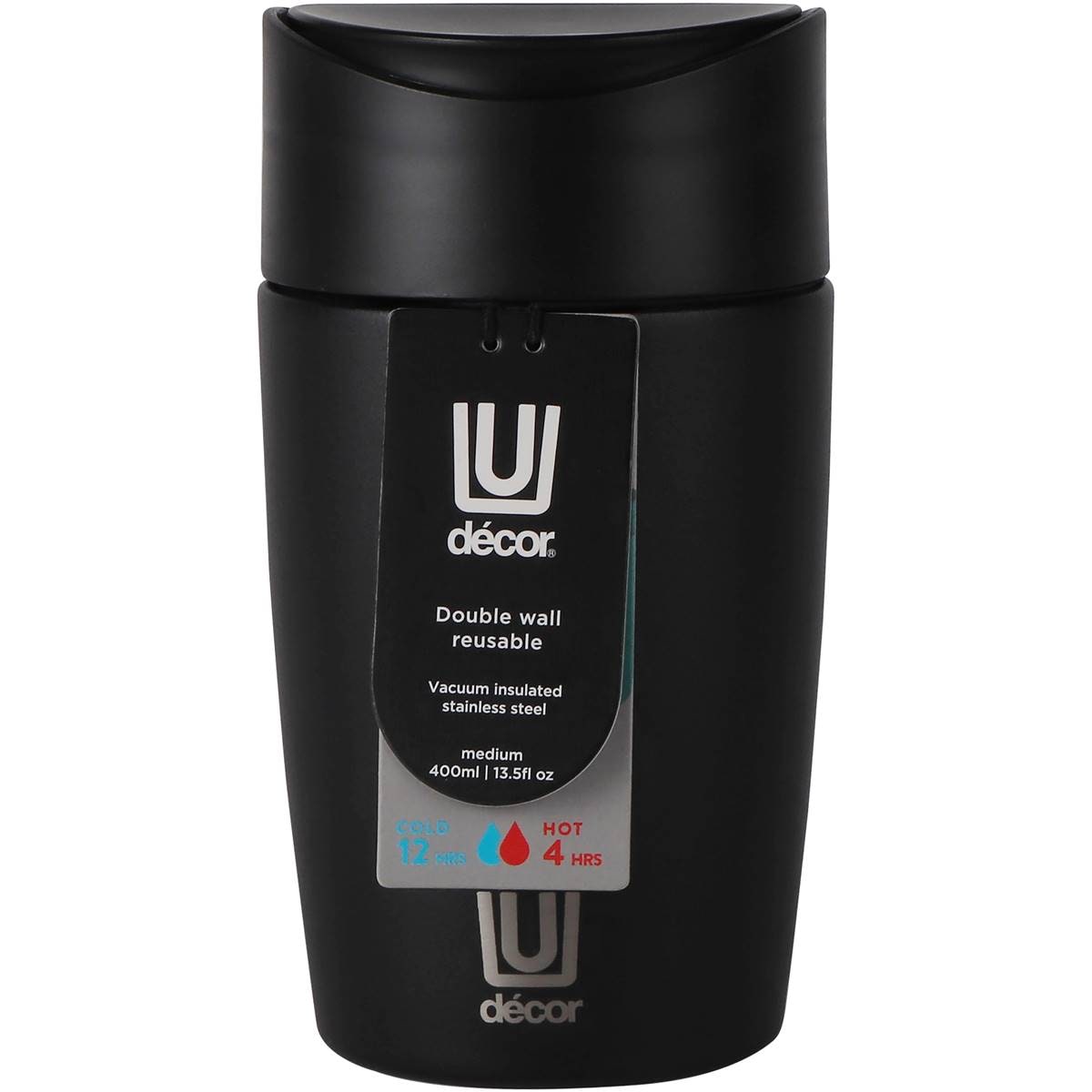 Decor Double Wall Reusable Stainless Steel Flask Assorted 400ml