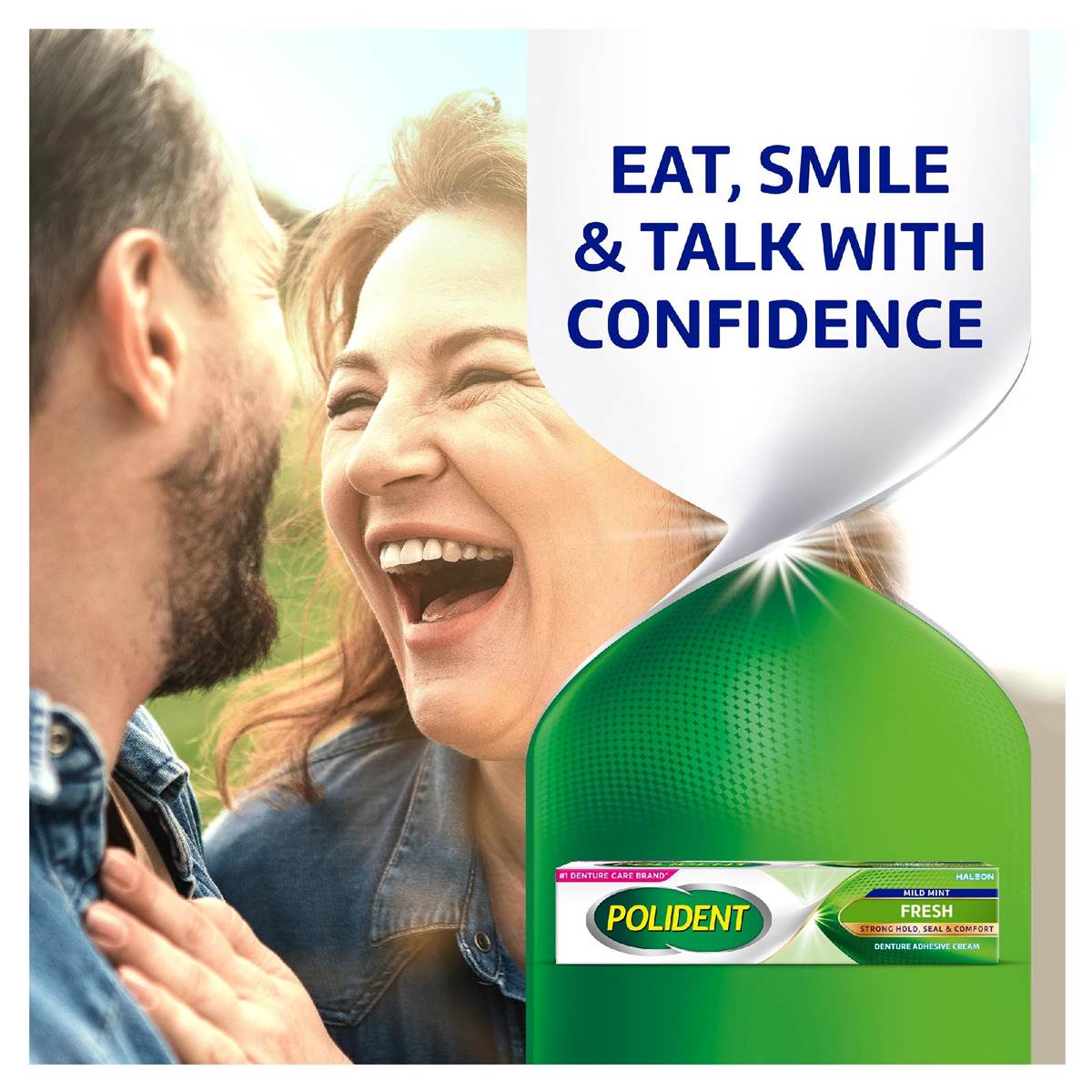 Polident Adhesive Cream Fresh Mint For Dentures And Partials 60g