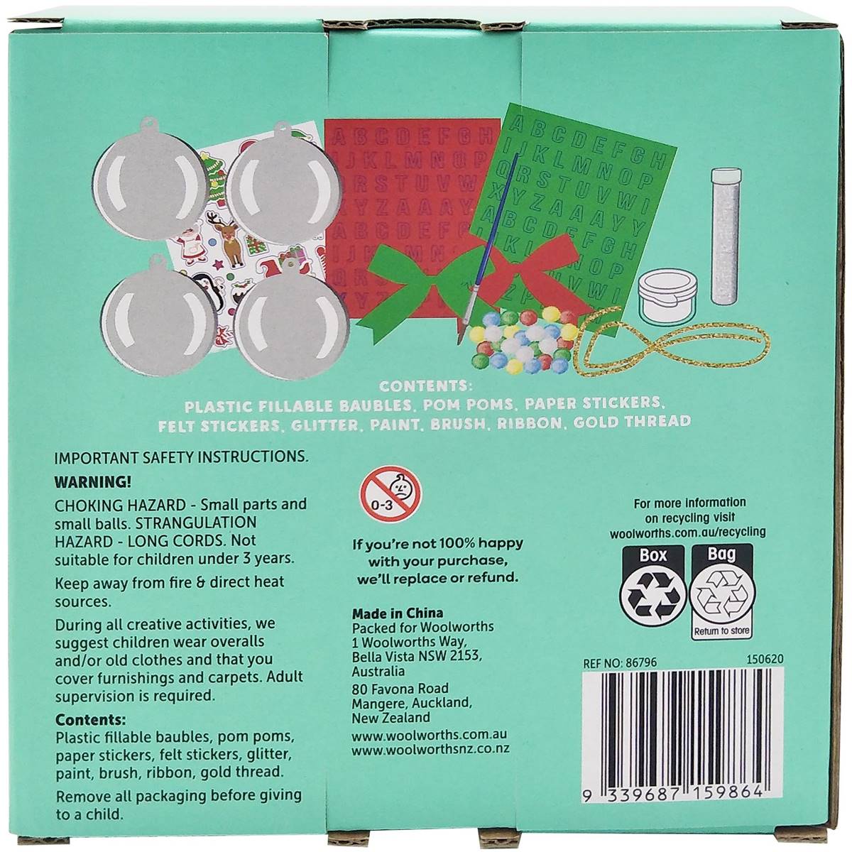 Christmas Make Your Own Bauble Kit 4 Pack Woolworths