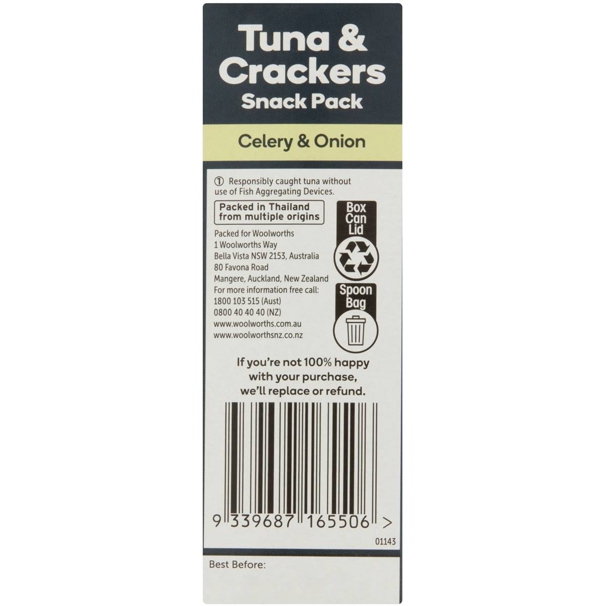 Woolworths Tuna & Crackers Snack Pack Celery & Onion 112g Woolworths