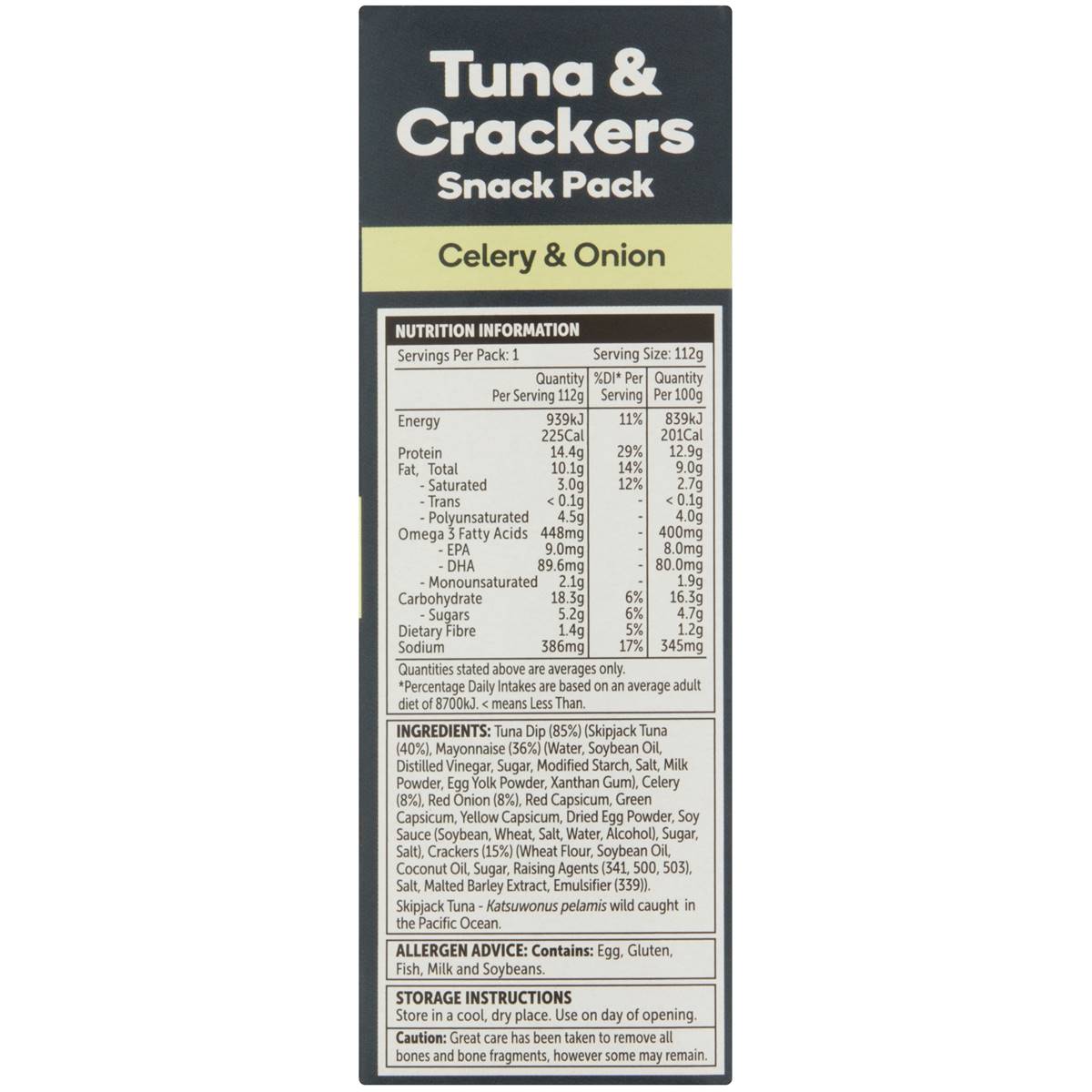 Woolworths Tuna & Crackers Snack Pack Celery & Onion 112g Woolworths