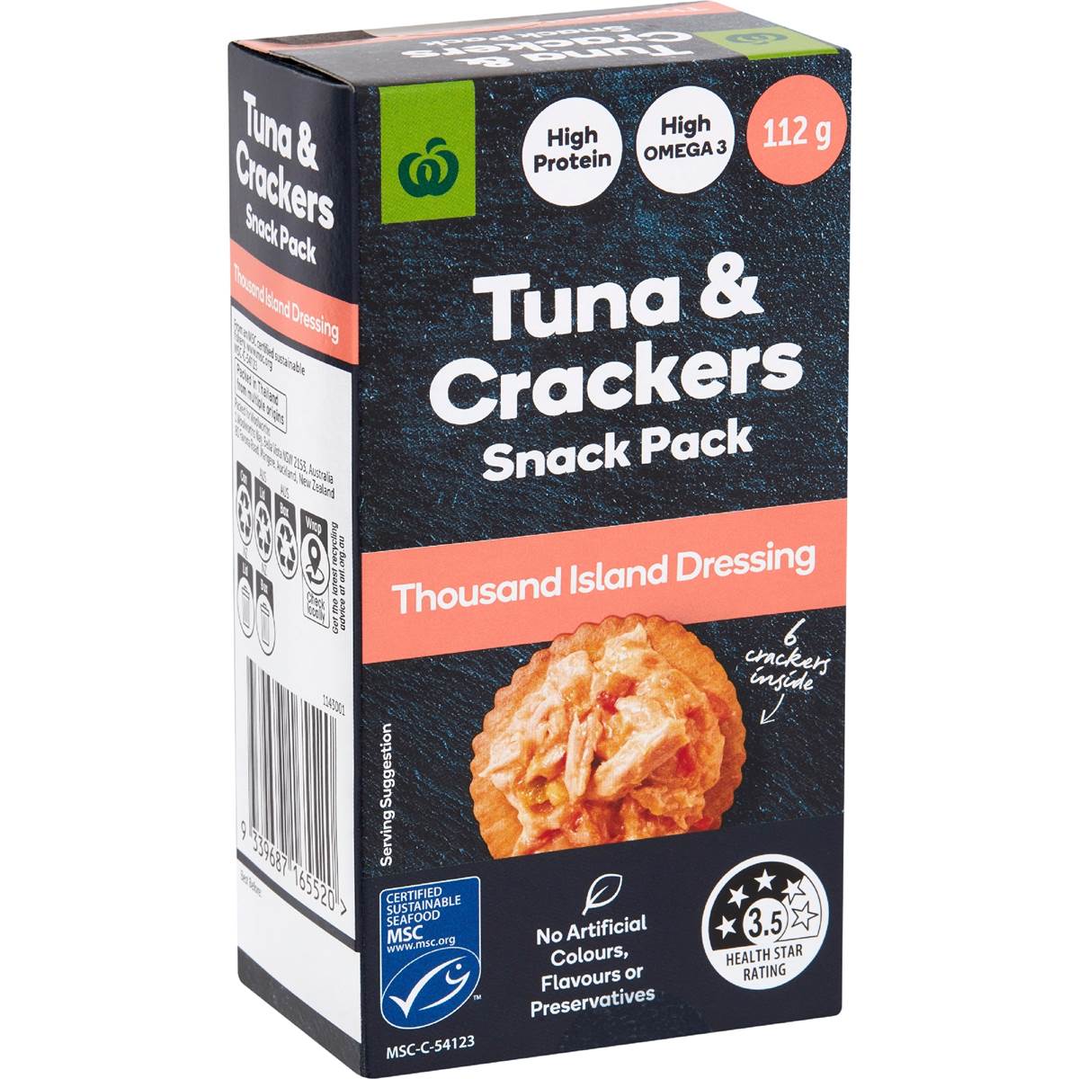 Woolworths Tuna & Crackers Snack Pack Thousand Island 112g Woolworths