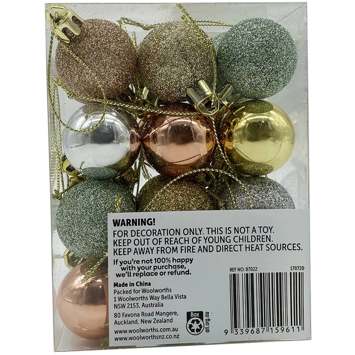 Christmas Woodland 30mm Baubles Assorted 24 Pack | Woolworths