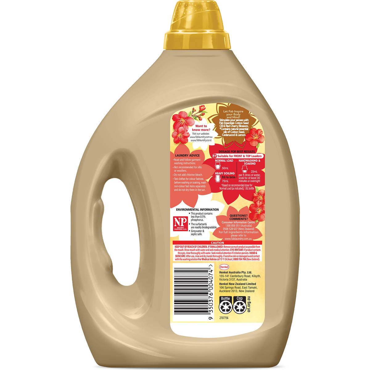 Fab Essential Oils Laundry Detergent Liquid Japan 1.8l Woolworths