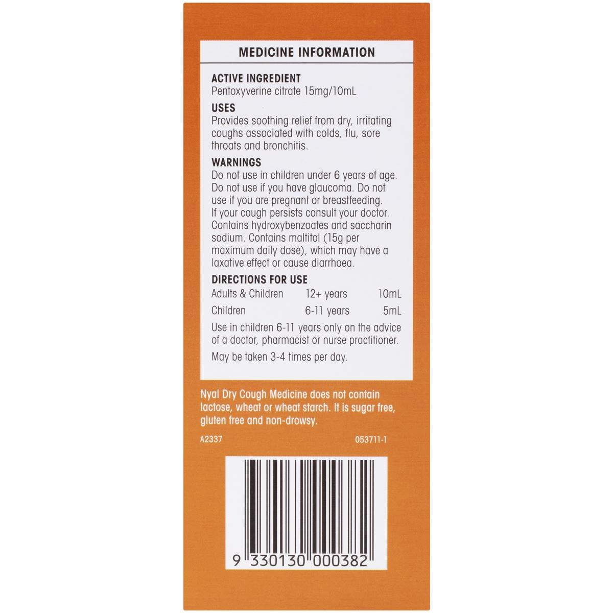 Nyal Cough Medicine For Dry Coughs 200ml Woolworths