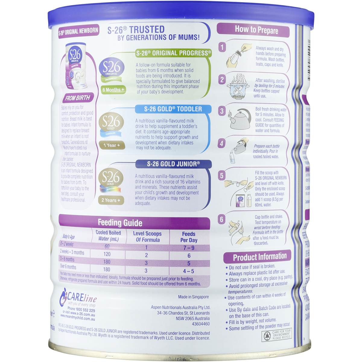 S26 Original Newborn Baby Formula Stage 1 From Birth 900g Woolworths