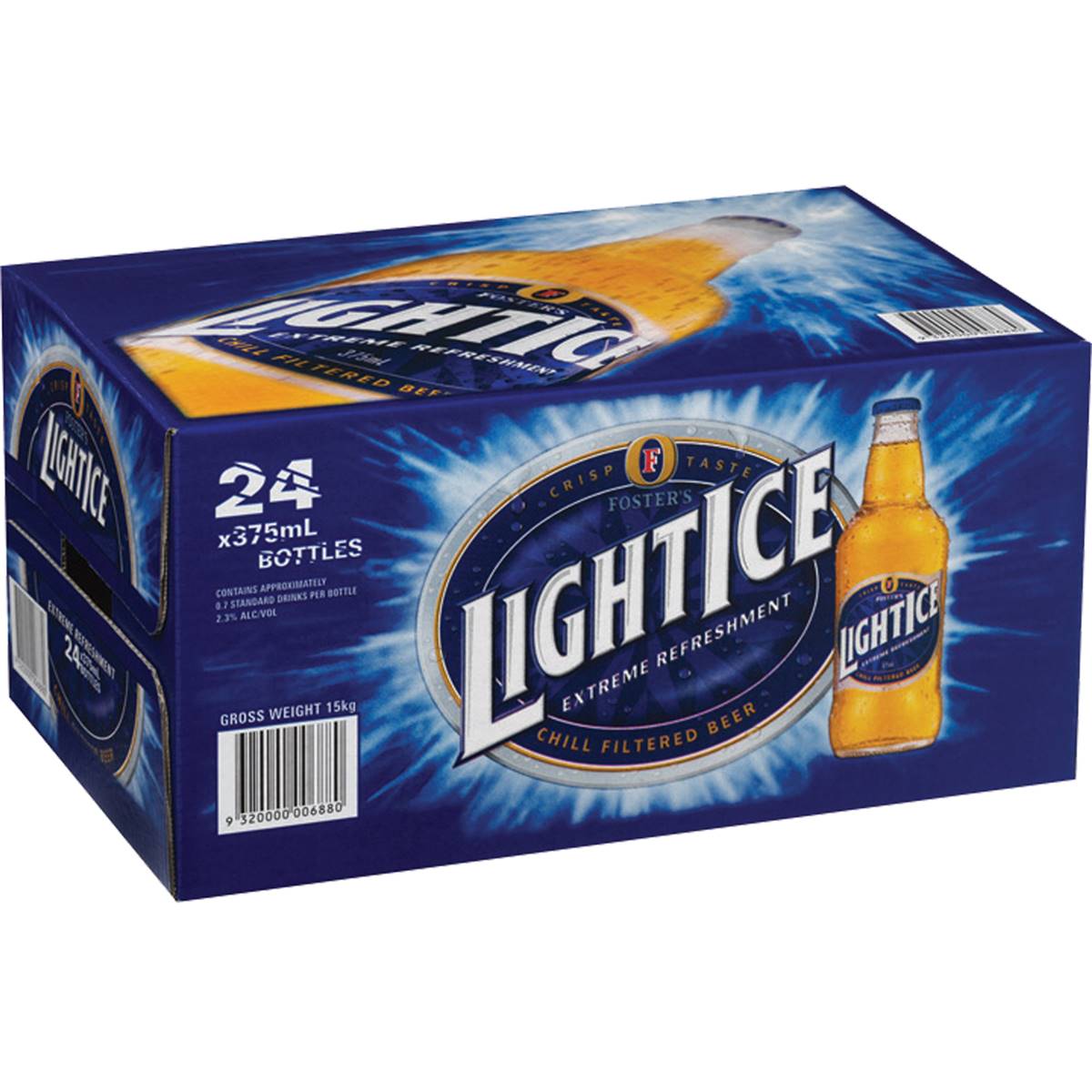 Foster's Light Ice Lager Stubbies 24x375ml Case | Woolworths