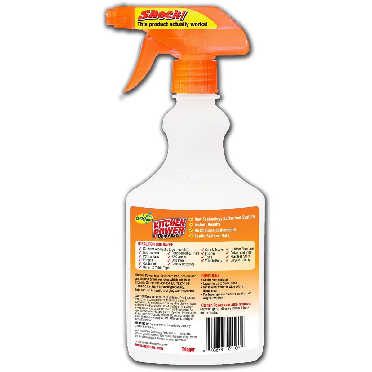 Ozkleen Kitchen Power Degreaser Trigger Orange Zest 500ml Woolworths