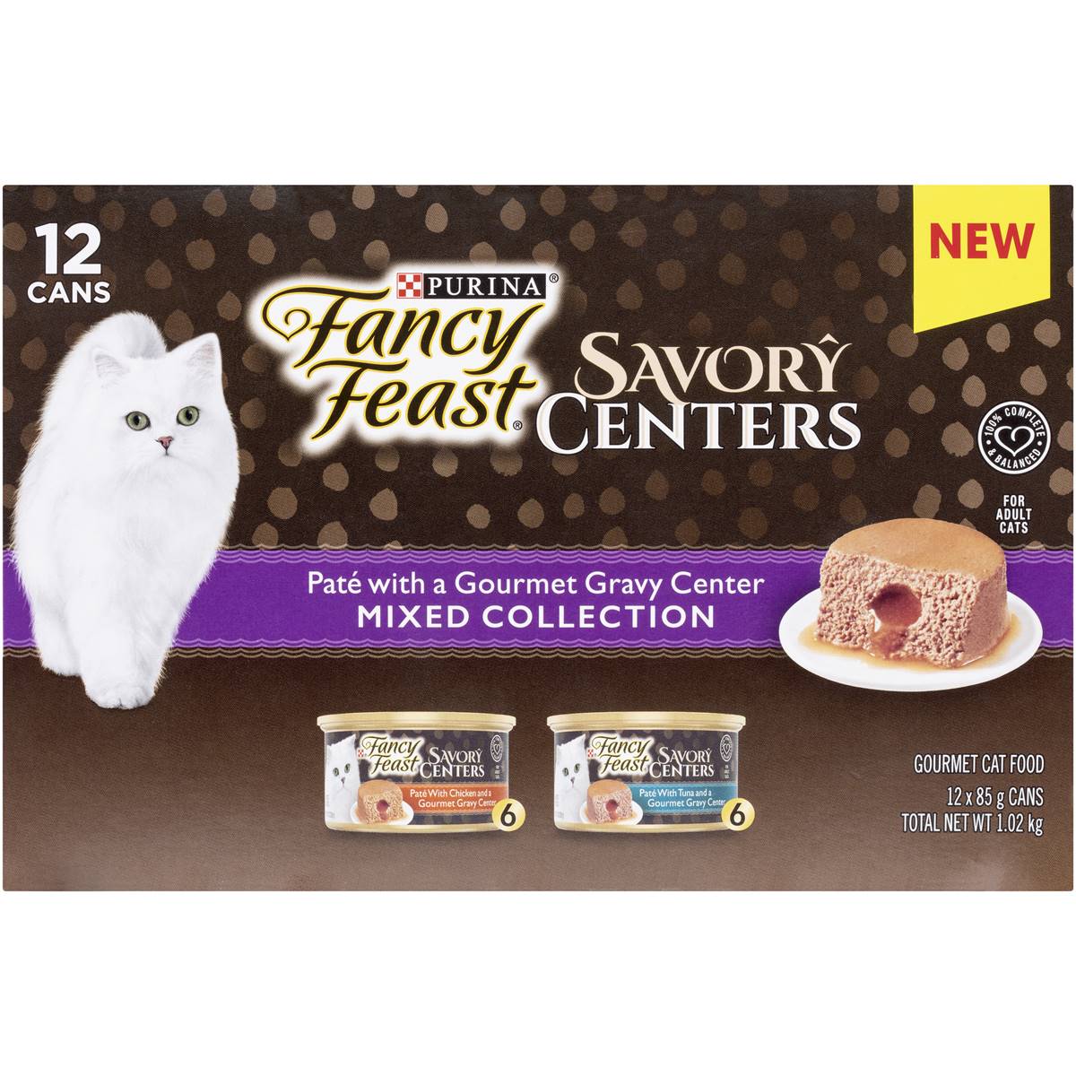 Fancy Feast Savory Centers Paté Mixed Gravy Selection Wet Cat Food 85g ...