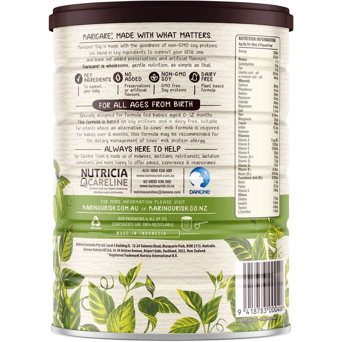 Karicare Soy Baby Infant Formula From 0 To 12 Months 900g Woolworths