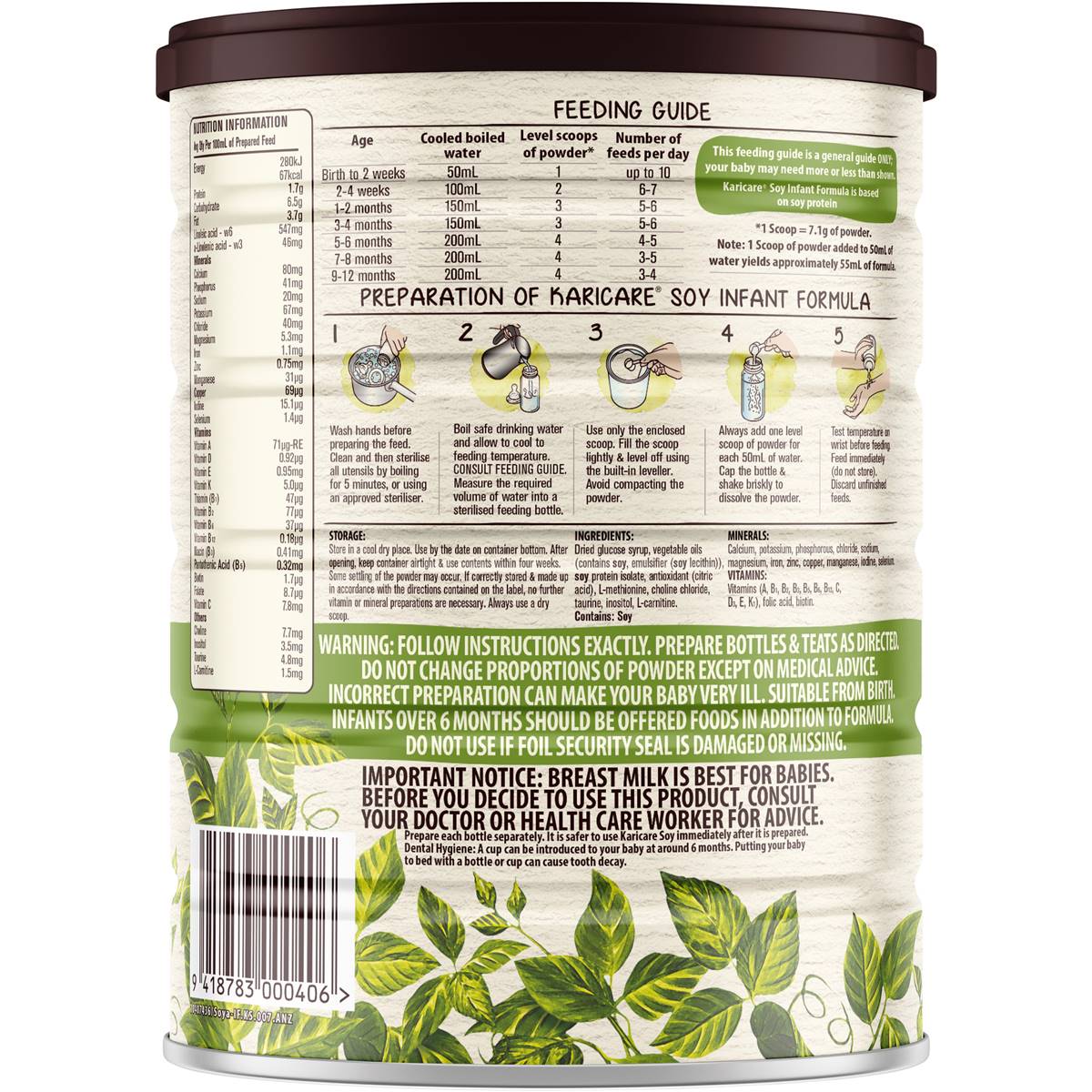 Karicare Soy Baby Infant Formula From 0 To 12 Months 900g Woolworths