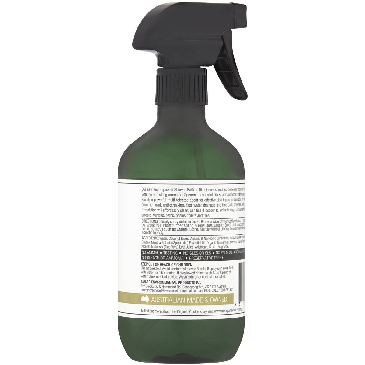 Organic Choice Shower Bath & Tile Cleaner Spearmint & Tasman Pepper