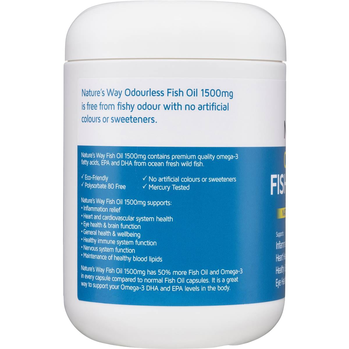 Nature's Way Odourless Fish Oil 1500mg 200 Pack | Woolworths