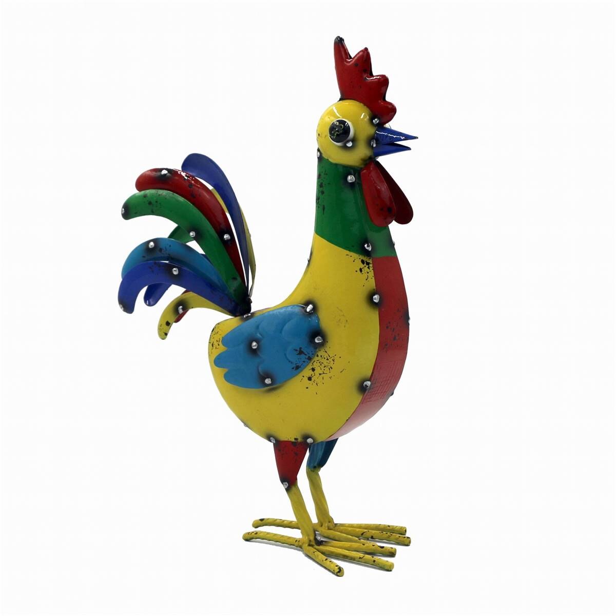 Green Gardener Metal Rooster 