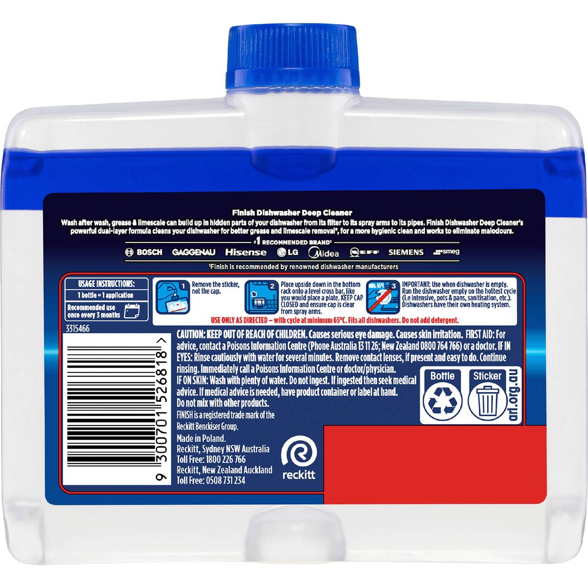 Finish Dishwasher Cleaner Regular 250ml Woolworths