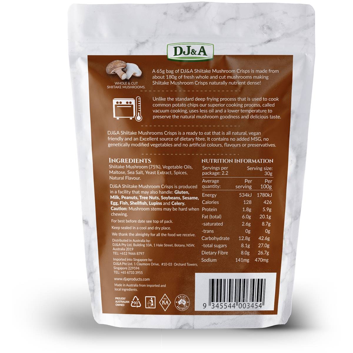 Dj&a Shiitake Mushroom Crisps 65g Woolworths