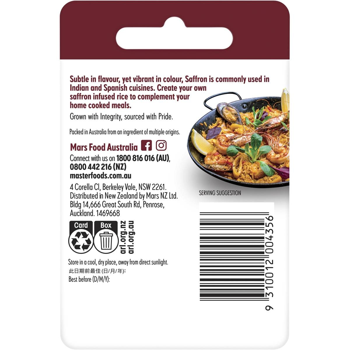 Masterfoods Saffron 0.5g Woolworths