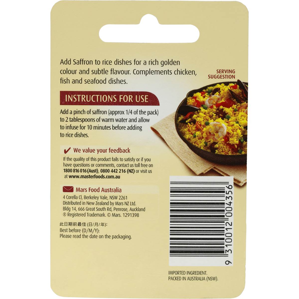 Masterfoods Saffron 0.5g Woolworths