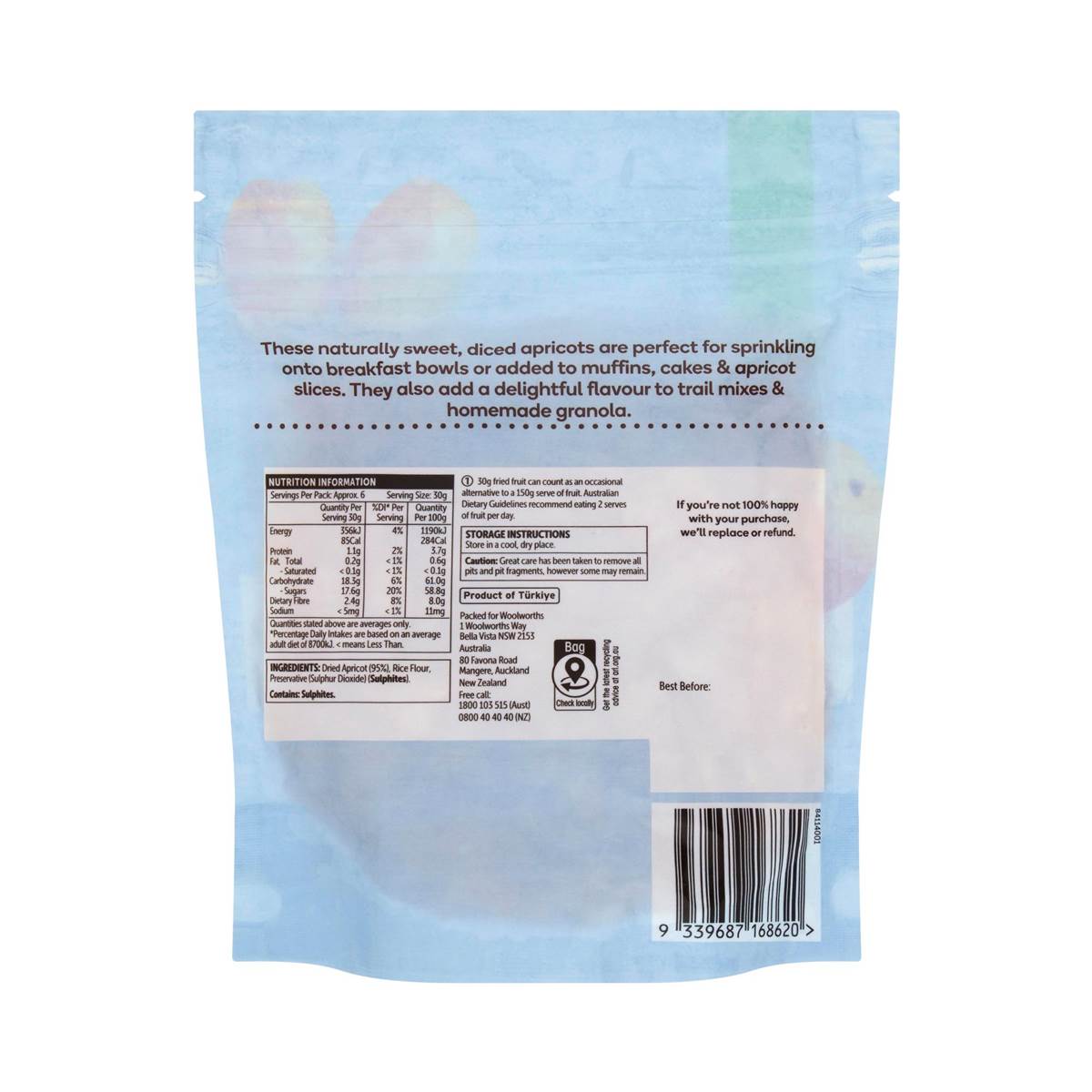 Woolworths Dried & Diced Apricots 200g Woolworths