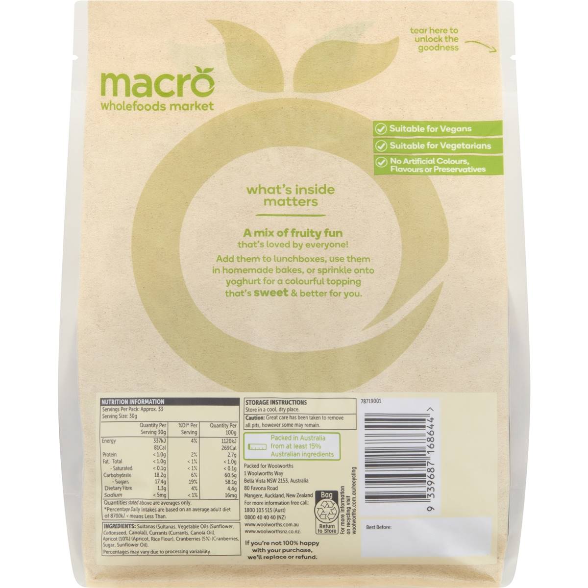 Macro Dried Mixed Fruit 1kg Woolworths