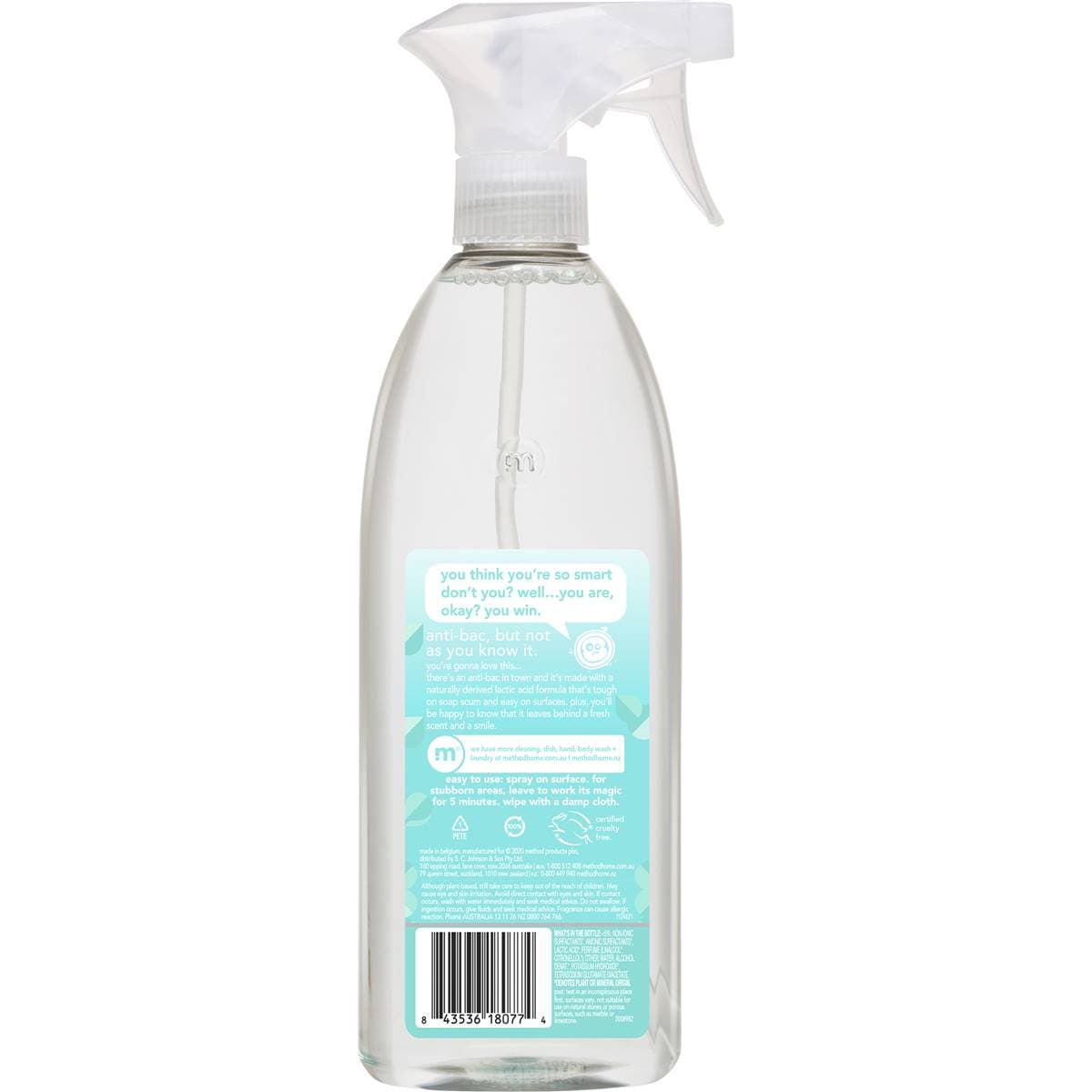 Method Antibacterial Bathroom Cleaner Water Mint 490ml Woolworths