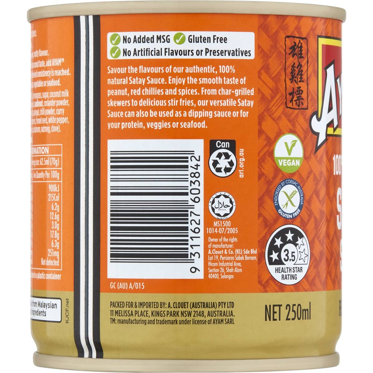 Ayam Satay Sauce 250ml Woolworths