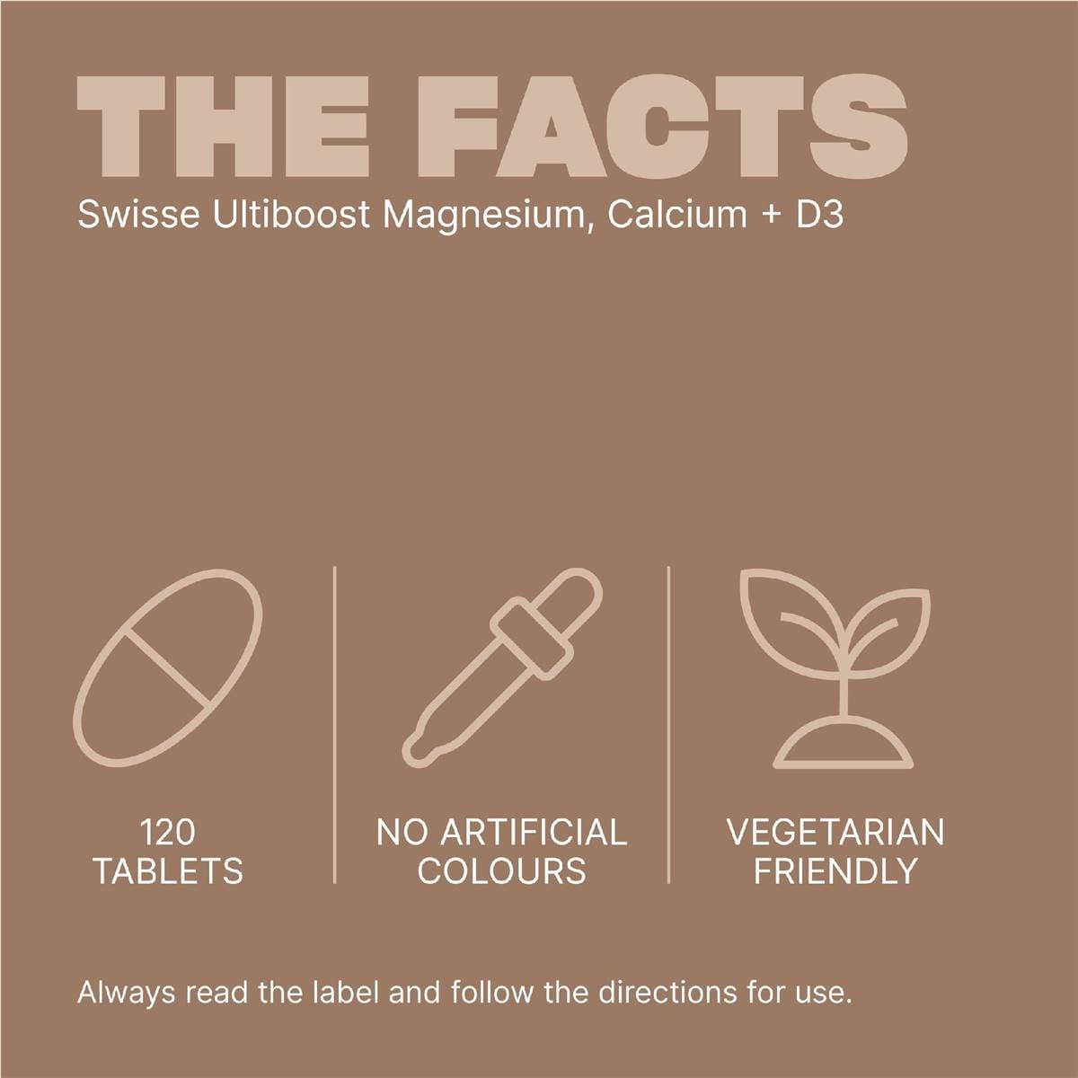 Swisse Ultiboost Magnesium, Calcium + D3 Tablets For Bone Health 120