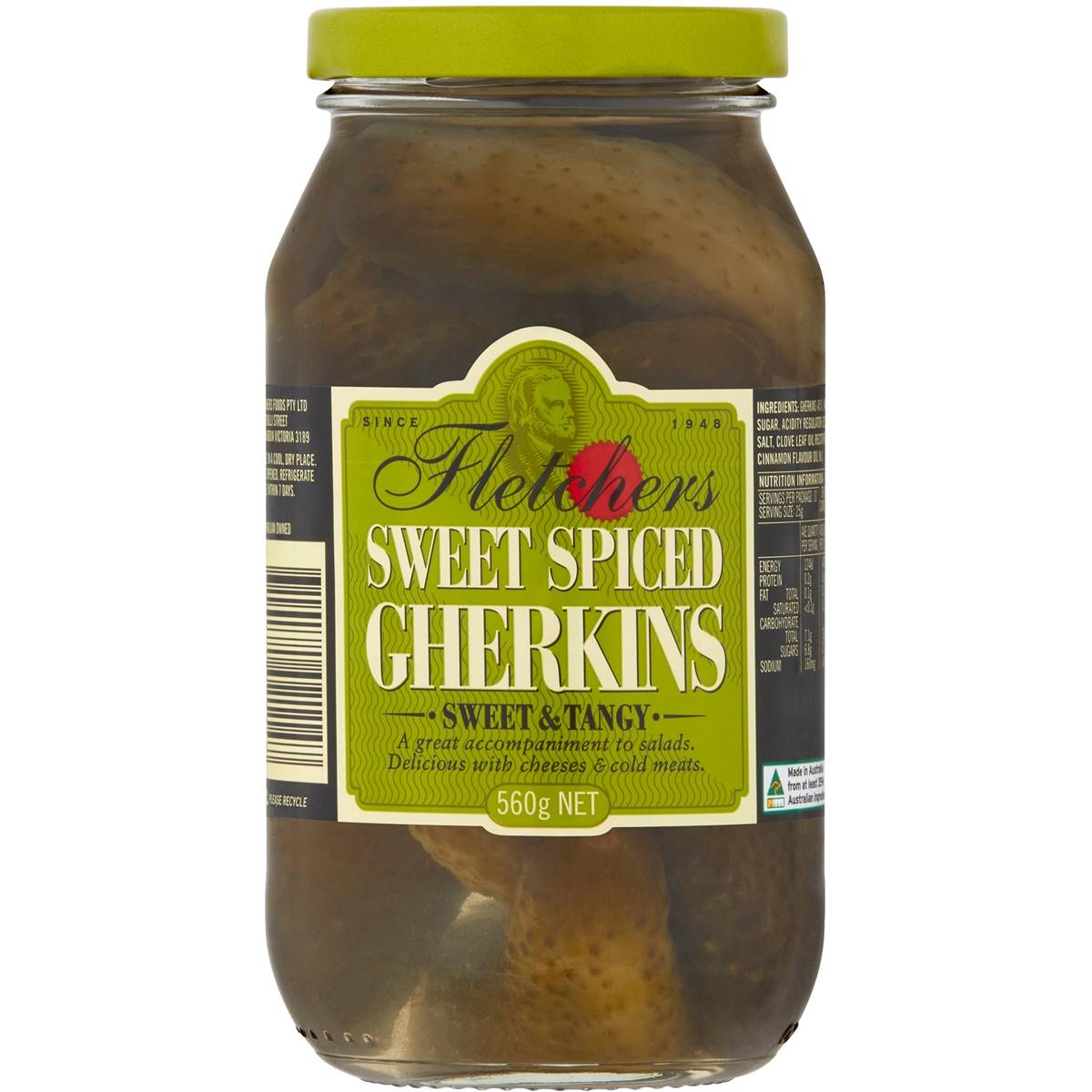 Fletchers Gherkins Sweet Spiced 560g Woolworths