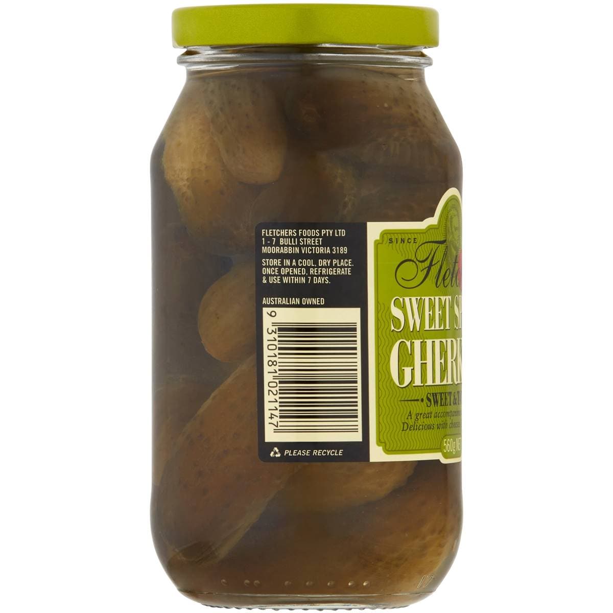 Fletchers Gherkins Sweet Spiced 560g Woolworths