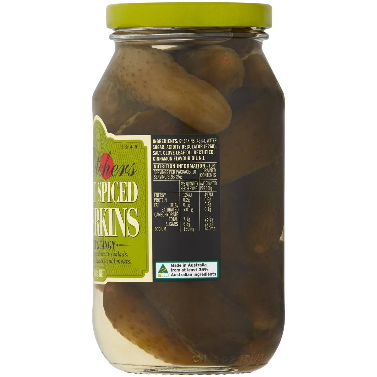 Fletchers Gherkins Sweet Spiced 560g Woolworths