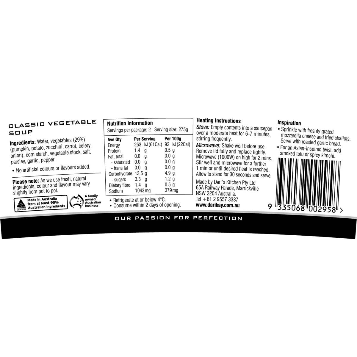 Darikay Classic Vegetable Soup 550g Woolworths