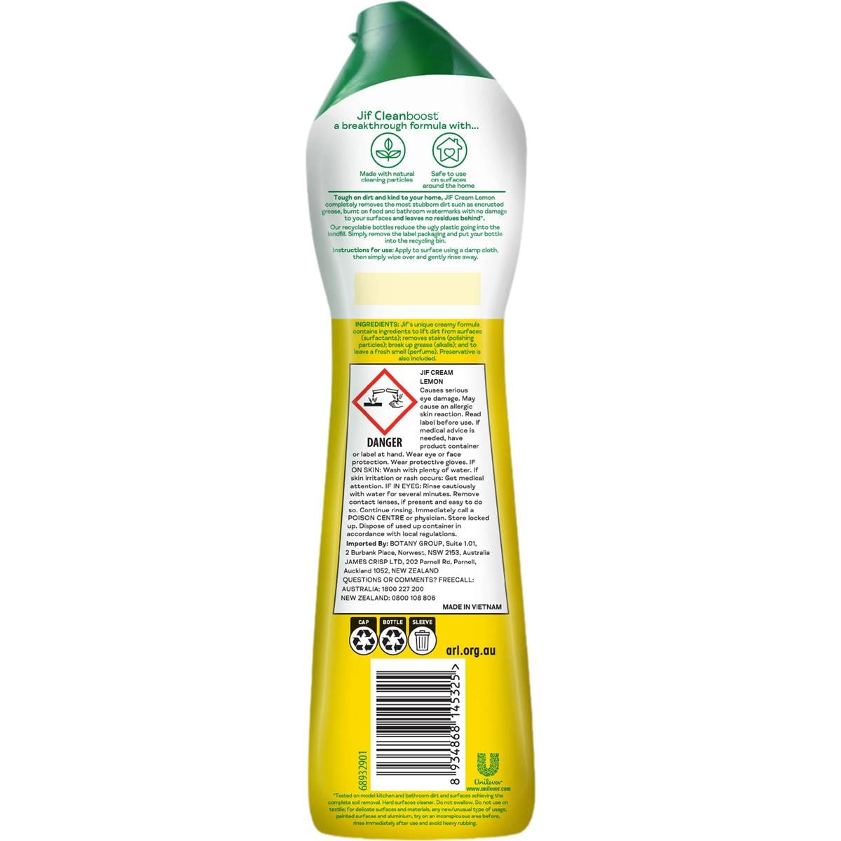 Jif Cream Cleanser With Micro Particles Lemon 500ml Woolworths
