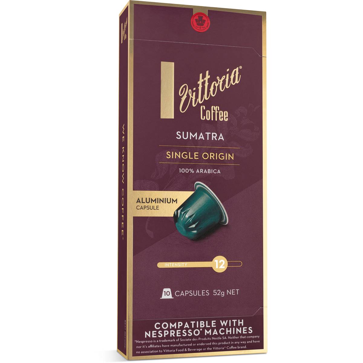 Vittoria Sumatra Nespresso Compatible Coffee Capsules Pack 10