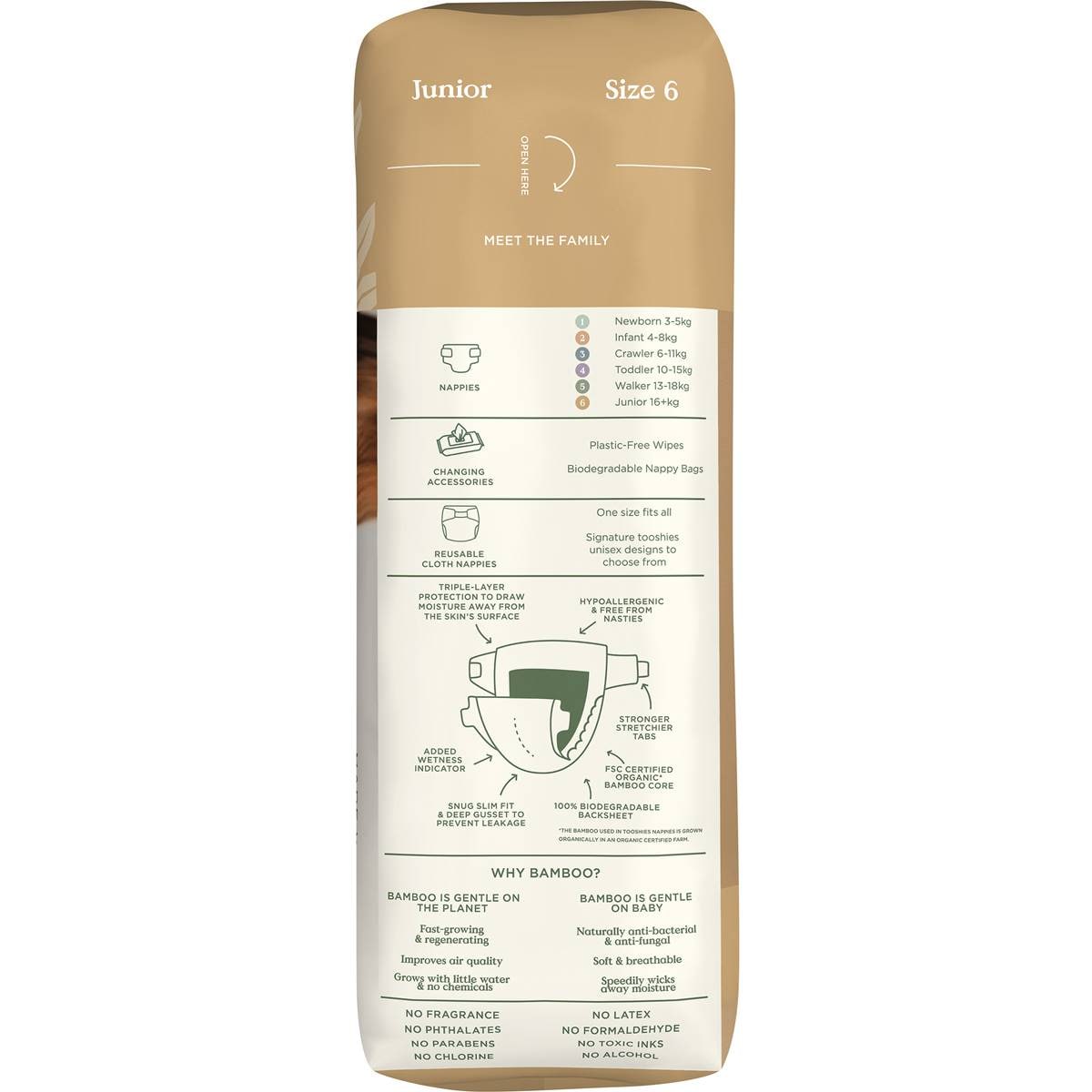 Tooshies Eco Nappies Size 6 Junior 30 Pack Woolworths